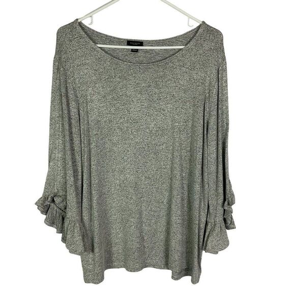 Ann Taylor Factory NWT marble gray top, XL, Ruffled Cuff, 3/4 sleeve length - Picture 1 of 8